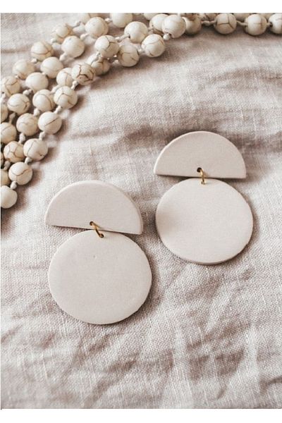 TREND Beige Bohemian Style Beach Dinner Earrings - Alaçatı Style