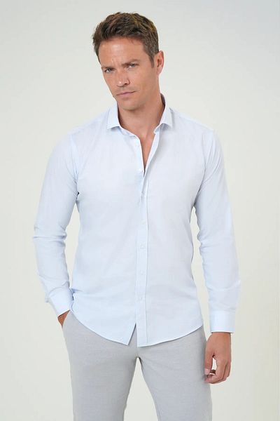SÜVARİ Cămașă din bumbac cu mânecă lungă Dobby Slim Fit