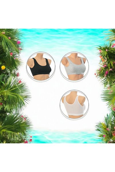 İpeqCollection Black-White-Grey 3-Color Thick Strap Crop Bustier
