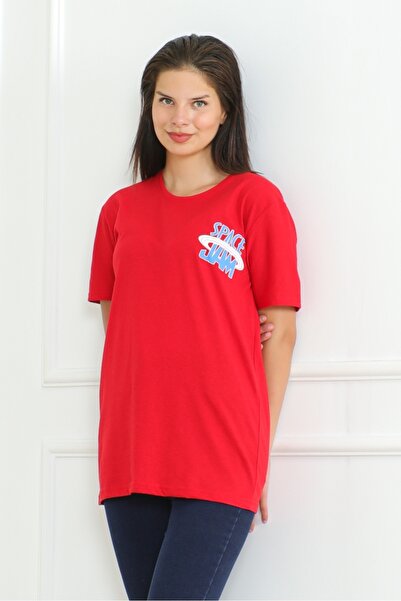 Bestenur 1062 Модель Червона футболка з принтом Space