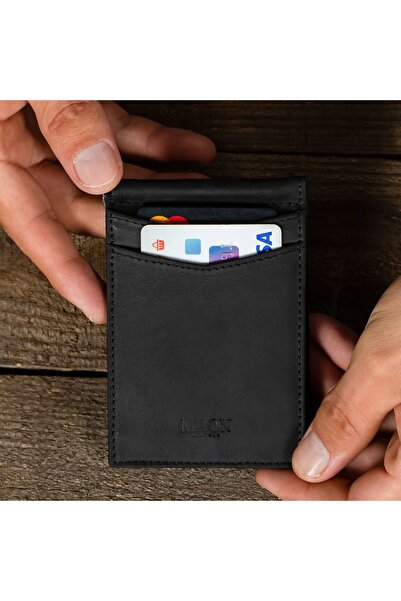 Maon İstanbul Unisex Hakiki Deri Cüzdan - Para Maşalı Cüzdan - Ince Erkek Cüzdan - Hediye Cüzdan