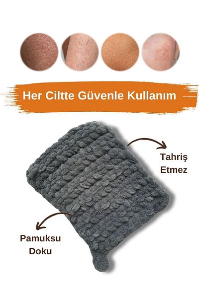 sabunal My Handmade Cotton Clothing, Gray Color Face Cleansing Washcloth