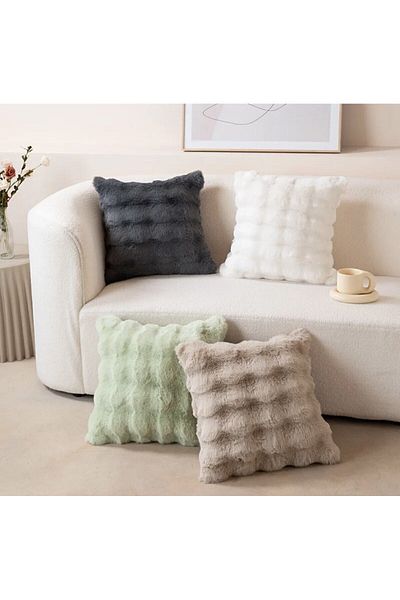 BALADI HOME 4 Pieces Plush Thick Rabbit Pillow - 41x41 cm Single Side Grop Cushion