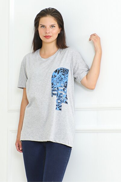 Bestenur Сірий футболка з принтом The Nort 1075