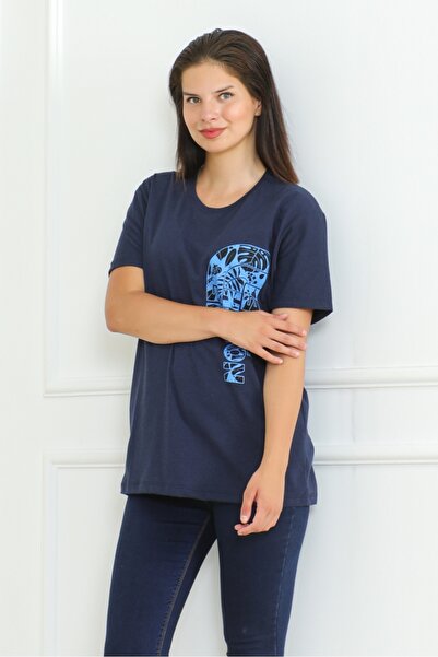 Bestenur The Nort 1075 Модель Синя футболка з принтом