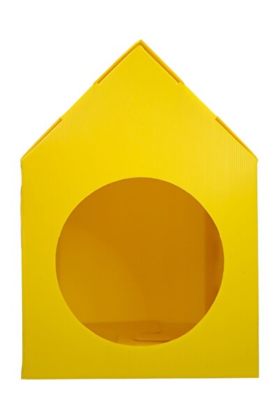 Temel Özel Üretim Plastik Kedi Evi 2li Set Sarı ve Yeşil