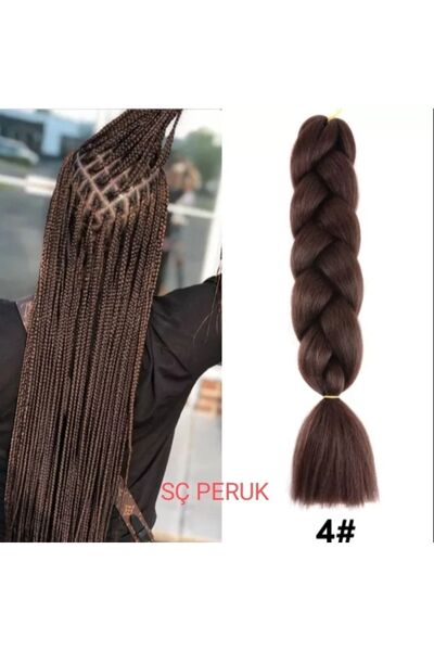 SÇ PERUK رقم 4 كستنائي..100 جرام شعر صناعي لتضفير الزنجي الأفريقي والراستا بج...