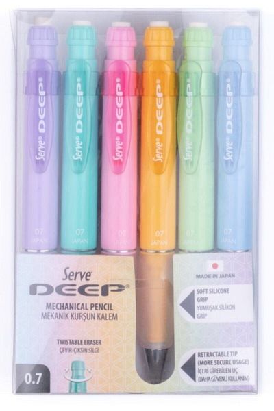 Serve Deep 0.7 Mm Mechanical Pencil Pastel Set of 6