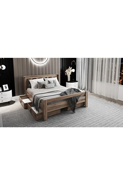 Ninnimo Arya Çift Kişilik 160x200 Yatak Uyumlu Çırağan Çekmeceli Karyola