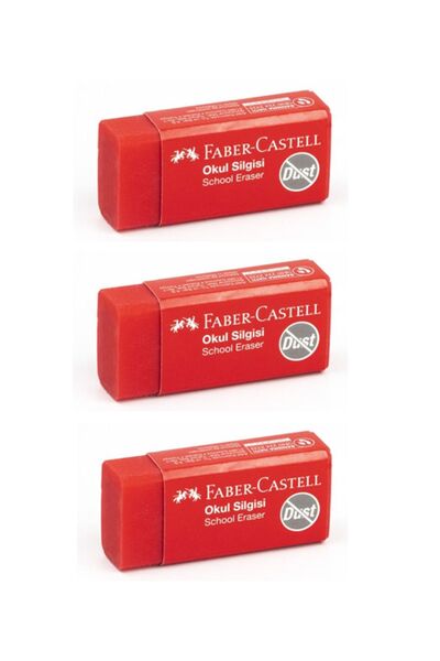 Faber Castell فابر كاستيل ممحاة مدرسية حمراء صغيرة 3 قطع