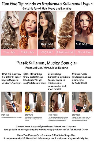 Shibowavy Super Easy Automatic White Hair Curling Iron - Thick Water Wave 25mm