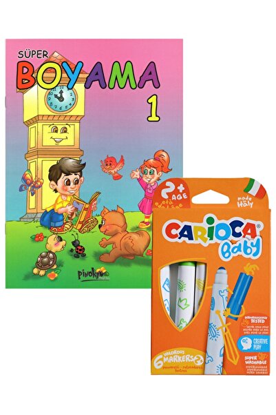 carioca Jumbo Yıkanabilir Keçeli Kalem 6 Renk ve Boyama Kitabı Set