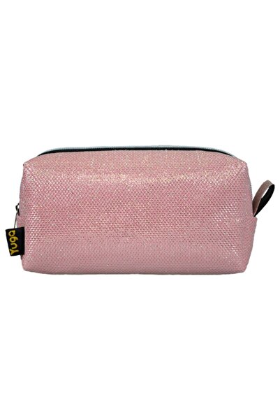 Yuga Makyaj Çantası Simli Açık Pembe
