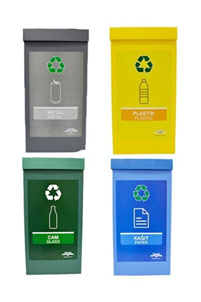 Temel 4'lü Geri Dönüşüm Kutusu - Sıfır Atık Kutusu Seti