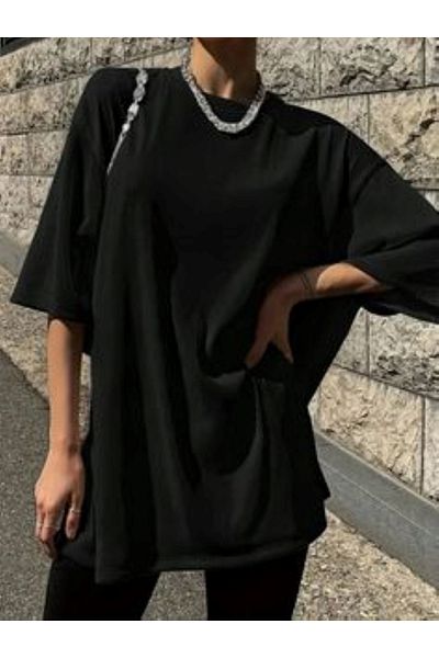 FİTGO Tricou negru oversize