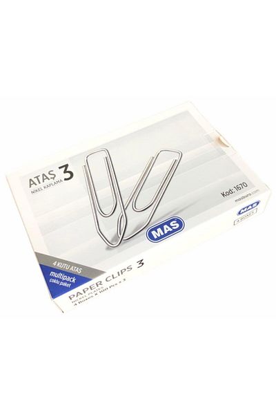 Mas Multipack - Paper Clip No:3 (Nickel Coated) Super Quality 100 Pieces X 4