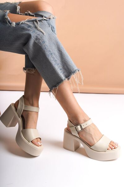 SEEM & BE Sandale cu toc cu platformă cu o singură curea Scarlett Pantofi de ...