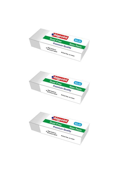 Bigpoint Dust Free Eraser White Medium Size 3-Pack