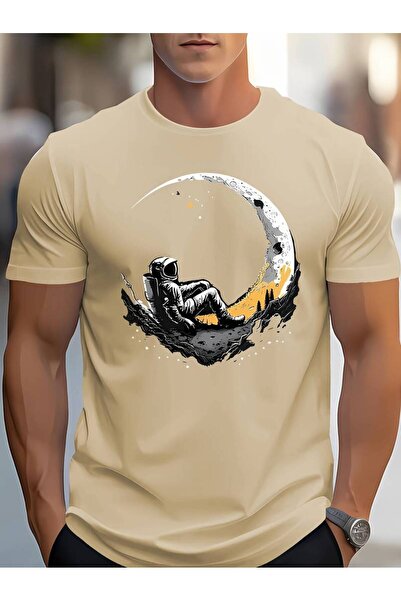 GALASHOP Lonely Astronaut Sitting on the Moon Graphic Printed T-Shirt