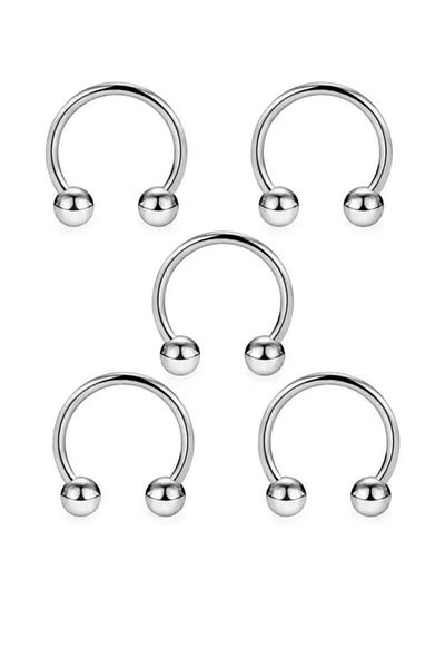 MAKSESUAR Set of 5 316 Surgical Steel Silver Septum Piercing