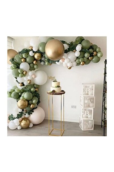 Çemrek Süs Parti مجموعة بالونات باللون الأخضر والذهبي والكروم الأبيض من قالب ...