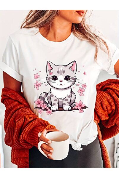 GALASHOP Cute Cat Printed T-Shirt