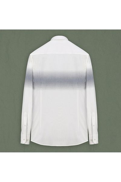 Sarar Artos Sarar İnterview - Hidden Button Collar, 100% Cotton, White Navy Shirt