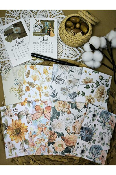 SelisCraft Scrapbook Çiçek Desen Kağıt Seti 06 Ajanda Planlayıcı Bullet Journ...