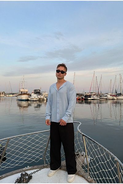 serline Oversize Linen Shirt - Basic Collarless Design