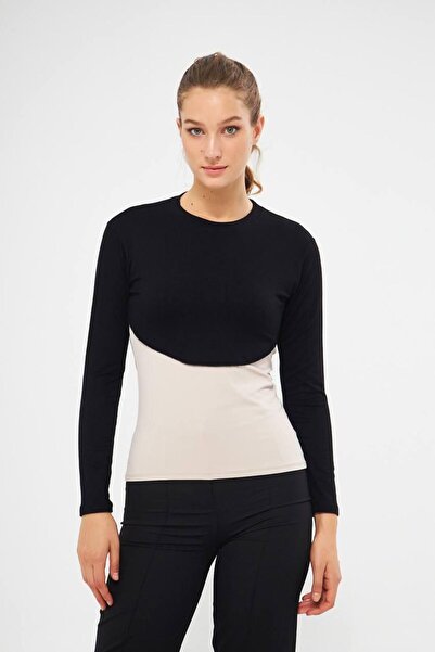 Lerra Black Crop Body - Long Sleeve and Neck Collar Detail