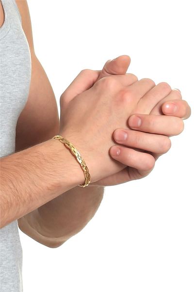 LABALABA Men's Gold Color Lacquer Plated Adjustable Open Band Braided Bracelet