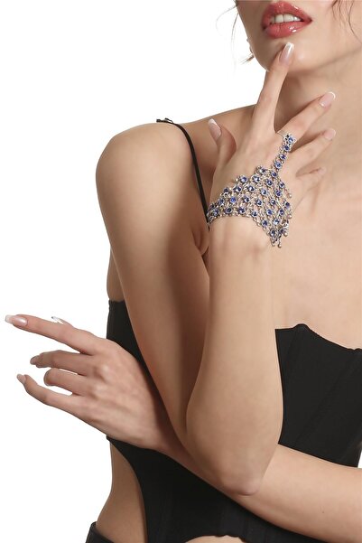 LABALABA Kadın Antik Gümüş Kaplama Lapis Renk Taşlı Yüzüklü Şahmeran