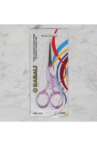 ATMACA TUHAFİYE Pink Wild Swan Embroidery Scissors - Stork Design