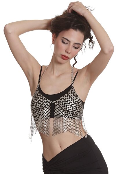 LABALABA Kadın Antik Gümüş Kaplama Ayarlanabilir El Yapımı Göğüs - Vücut Kolyesi