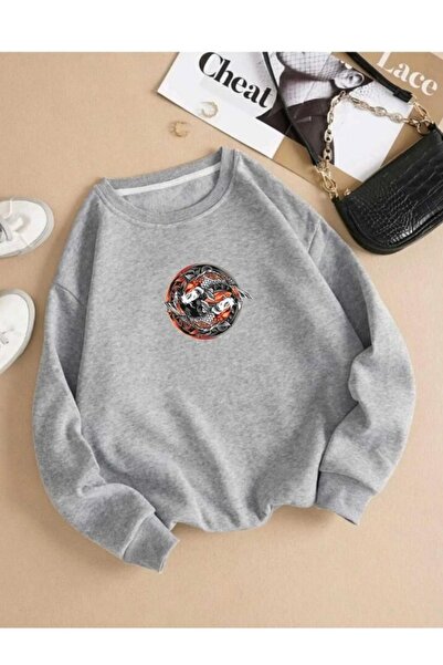 Boi Jing Jang Koi Sa deznom Crna i Siva Oversize kroj Sa kapuljačom Dukserica