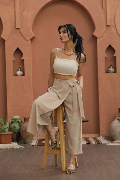 Gala Atelier KREP KUMAŞ ARKA VE ÖN KAPAKLI PANTOLON ETEK