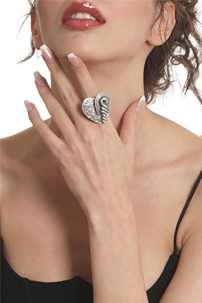 LABALABA Kadın Antik Gümüş Kaplama Ayarlanabilir Gotik Kalp Stilizesi Yüzük
