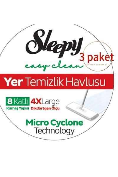 Sleepy Surface Floor Cleaning Towel, 4 XL 8 Layers,3 Pack,Durable Special Packaging