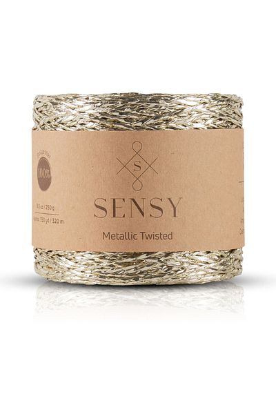 SENSY Premium 320 M Silvery Metallic Thread Shiny Bag Raffia Knitted Thread Metallic Evening Dress Thread 250 Gr Light Yellow