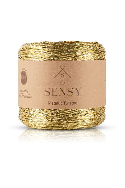 SENSY Frânghie metalică cu sclipici Premium 320 M Geantă strălucitoare Frânghie de încărcare din rafie Frânghie metalică răsucită 250 Gr Aur