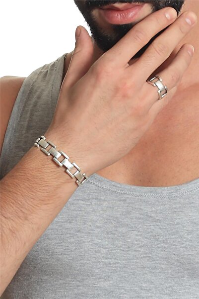 LABALABA Erkek Antik Gümüş Kaplama Ayarlanabilir El Yapımı Geniş Zincir Forml...