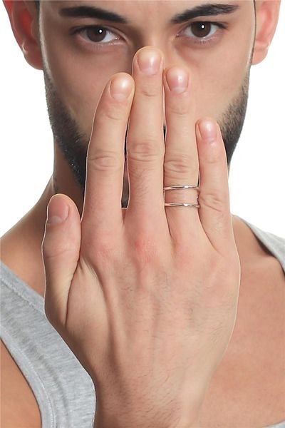 LABALABA Men's Lacquer Silver Color Plated Wire Wrap Ring