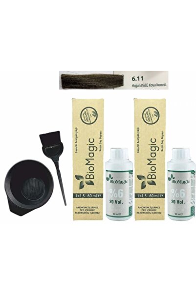 BIOMAGIC Organik Keratin+argan Yağlı S.boyası 6.11 60ml X2 Adet+oksidan 90ml+...