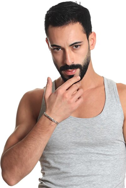 LABALABA Men's Silver Color Lacquer Plated Adjustable Open Band Braided Bracelet