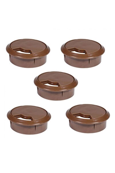 NZB 5 Adet Masa Üstü Kablo Kanalı Deliği Kapağı Kahverengi Masa Kapağı 6cm