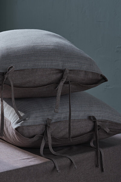 Doqu Home Σετ Παπλωματοθήκη Μονό Σειρά Βαμμένο με νήματα Ahenk - Καφέ