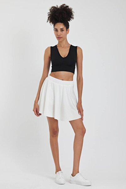PICCOLA VITA Fusta Mini Scurtă Albă Ecru Crem - Vară Femei