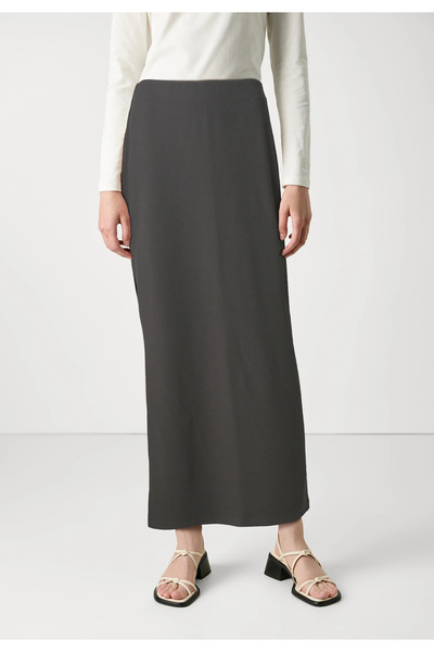 ONLY Beli Lastikli Derin Yırtmaçlı Likralı Dar Kesim Maxi Etek