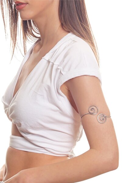 LABALABA Antik Gümüş Kaplama Ayarlanabilir Dolama Model Spiral Formlu Açık Band Bileklik & Üst Kol Aksesuarı