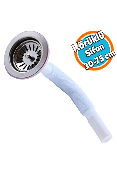NZB Çöpmak Körüklü Evye Lavabo Sifonu Gider Borusu Akordiyon Plastik Geniş Ka...